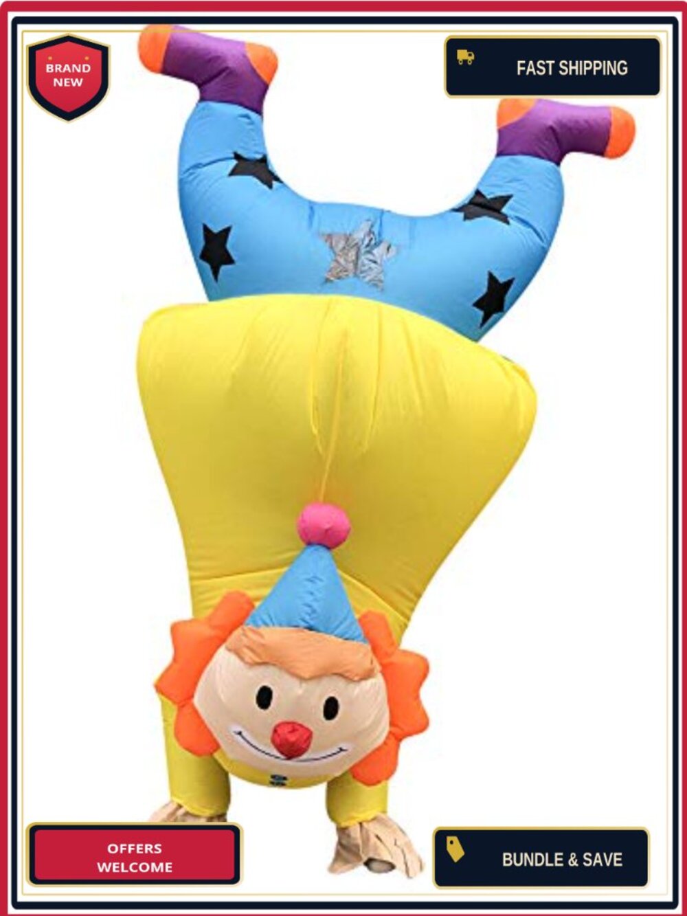 ZISUEX Adult Inflatable Clown Costume Blow Up Suit Halloween Christmas Cosplay